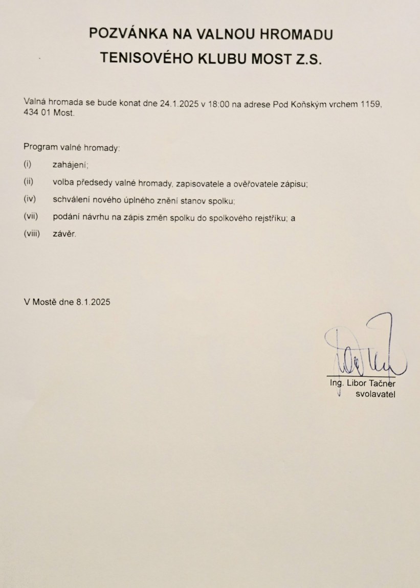 Pozvánka na Valnou hromadu